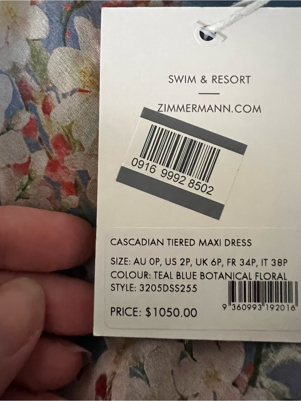 Zimmermann Teal Blue Botanical Floral Tiered Maxi Dress - Picture 8 of 8